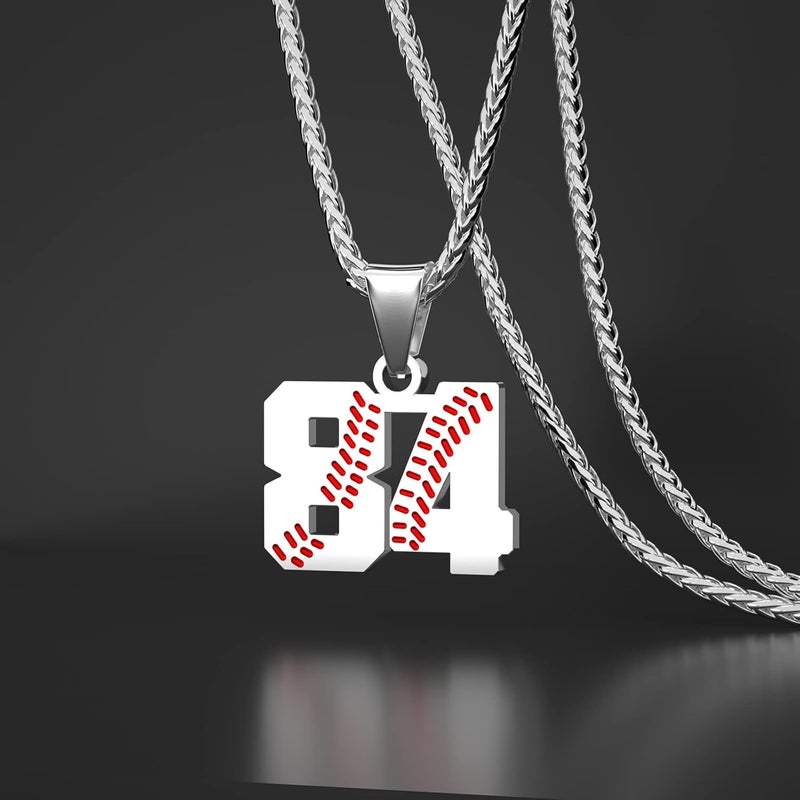 Wikavanli Personalized Baseball Jersey Number 00-99 Necklace - Stainless Steel Baseball Chain Pendant Necklace - Team Jewelry Gift for Boys, Girls, Men, Women - Image 2